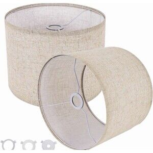 GO&So Natural Linen Drum Lamp Shade Kit Self Assembly with Brackets One Shade
